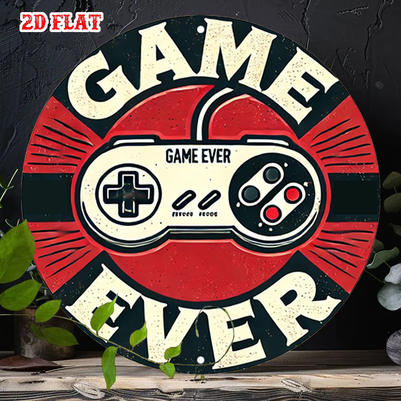 Retro Gaming Games - Papan Aluminium Bulat Retro Gaming 2D