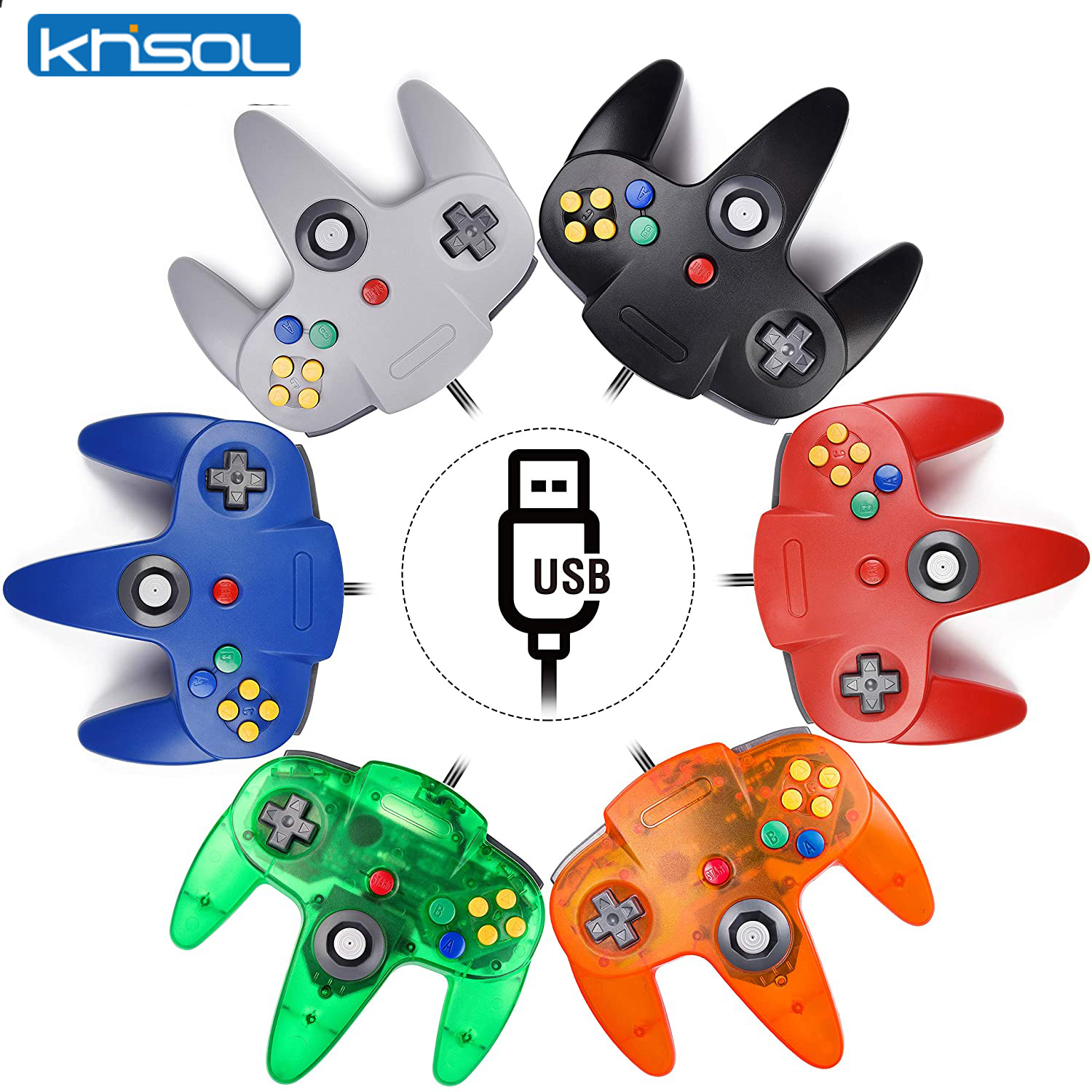 Retro Gaming Corps - N64 kontroler klasik berkabel USB, aksesori