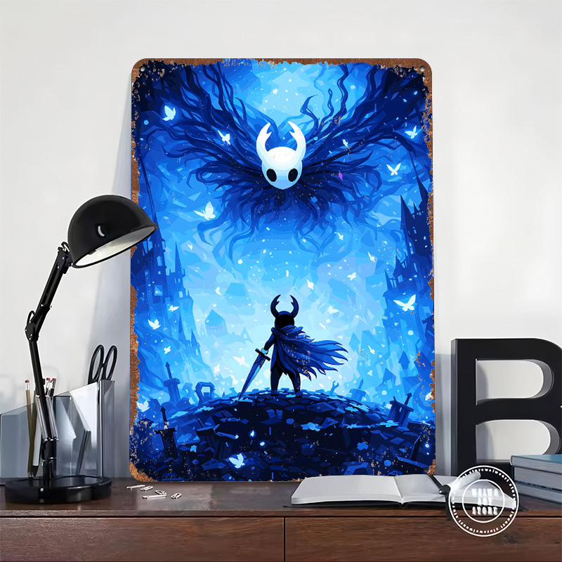 Poster Logam Hollow Knight Con - Retro Knight Gaming ulasan dan harga