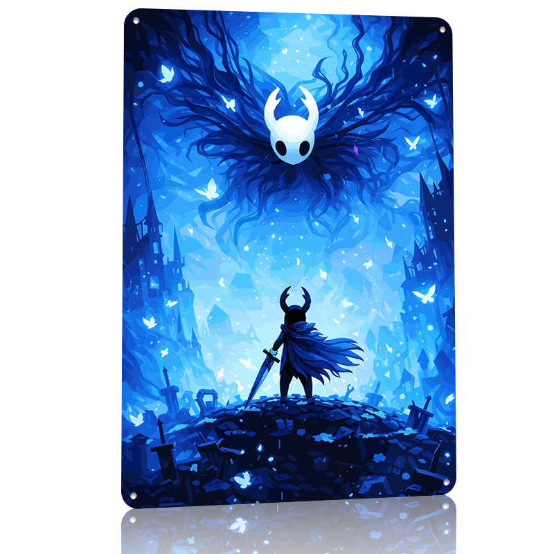 Poster Logam Hollow Knight Con - Retro Knight Gaming ulasan dan harga